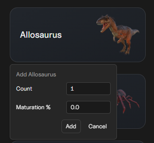 Add creature modal