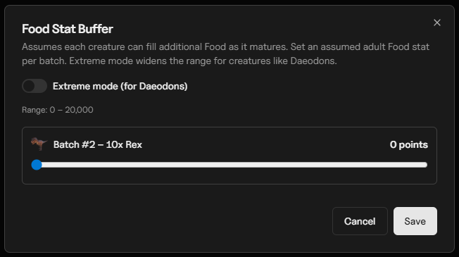 Food Stat Buffer extreme mode