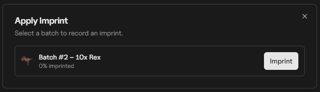 Imprint confirmation dialog / flow